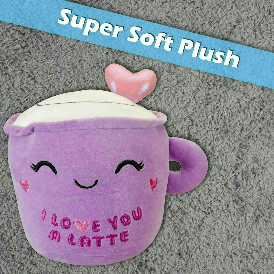 image 1 of Latte Soft Toy Cute Plushie Huggable Cuddly Stuffed Toy 20cm Purple