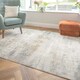 image 3 of KUKOON Silver Grey Metallic Distressed Abstract Living Room Area Rug 60cm x 110cm Grey