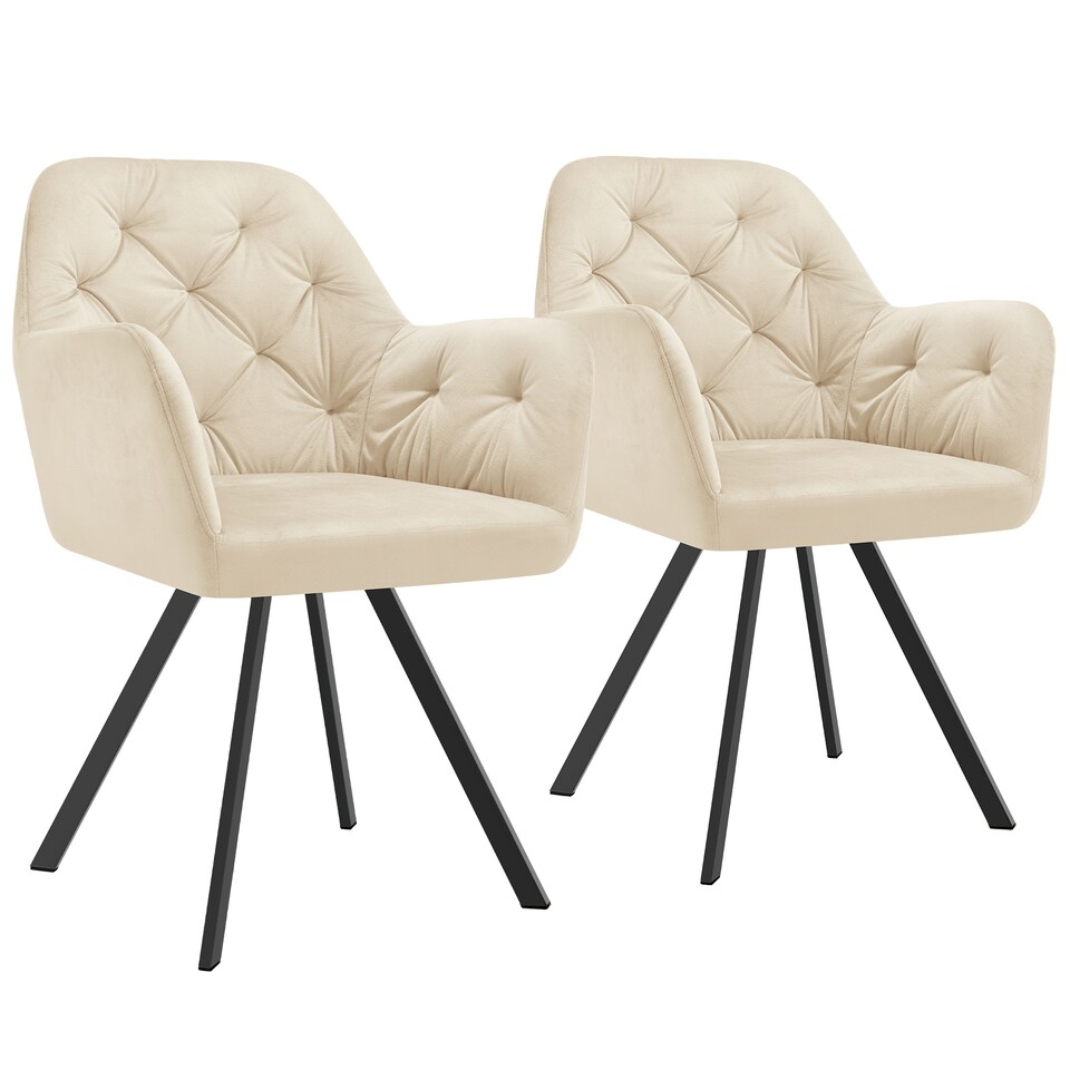 image 1 of Armchair Lucia - padded, quilted pattern, 180 degree swivel chair | Cream | cream | 2