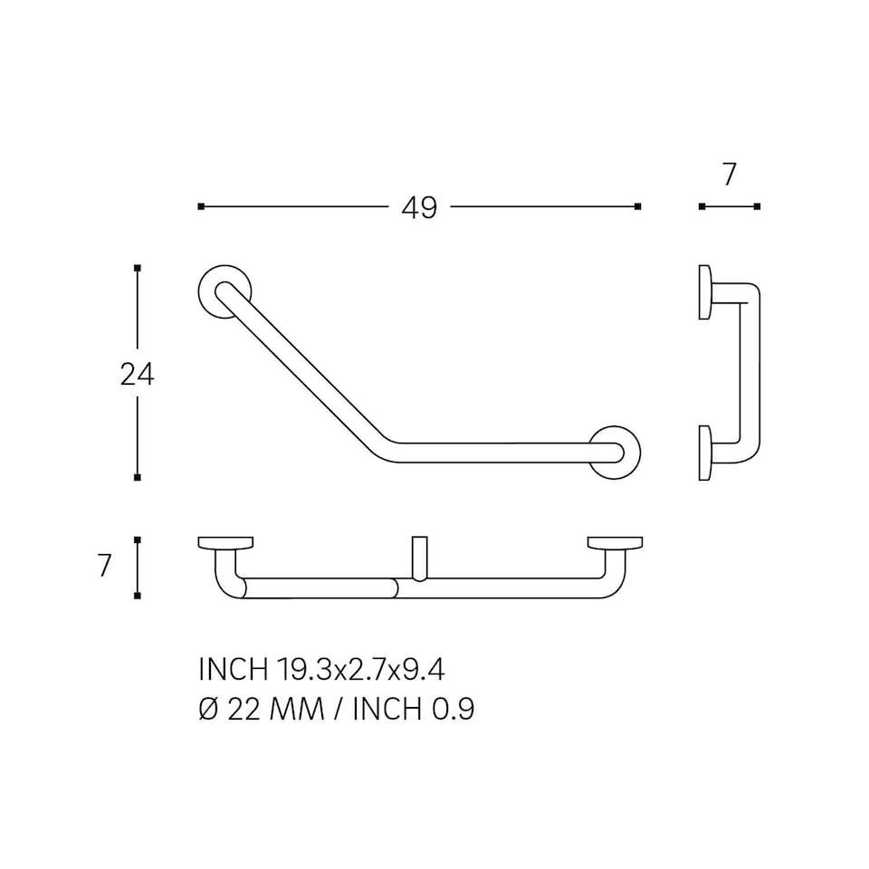 image 1 of COSMIC Grab rail 49cm, Elbow shape, Matt Black up to 150kg, ARCHITECT Collection