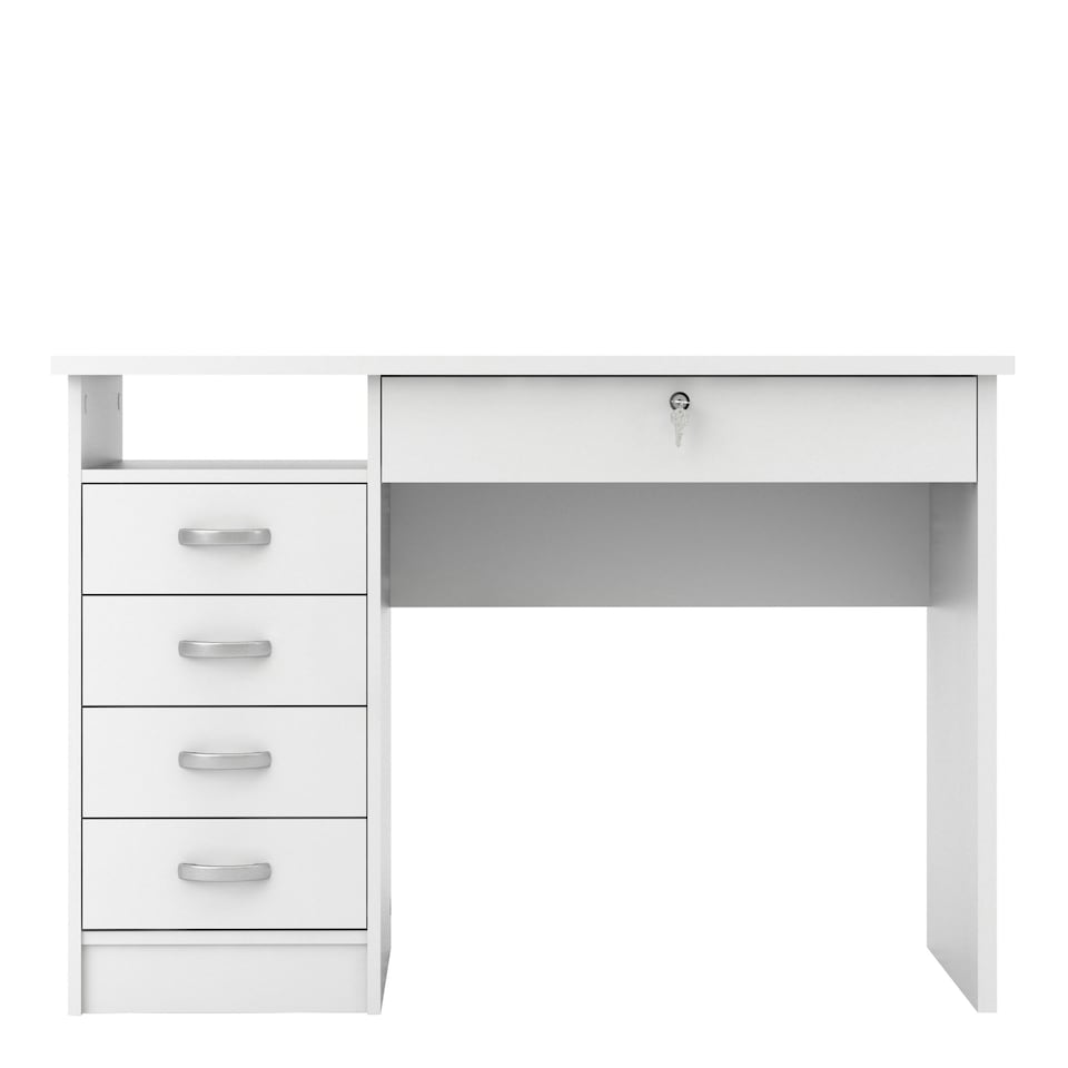 image 1 of Function Plus Desk 5 Drawers in White
