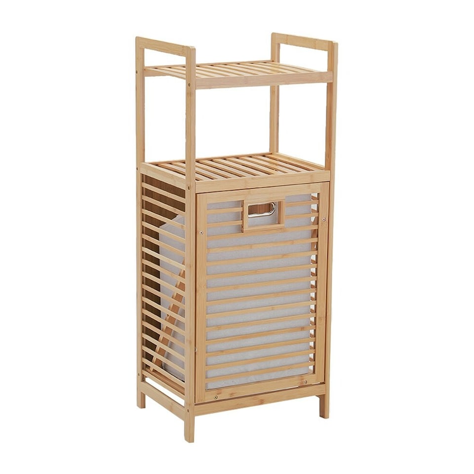 image 1 of Living and Home Bamboo Laundry Hamper Basket with Liner Bag