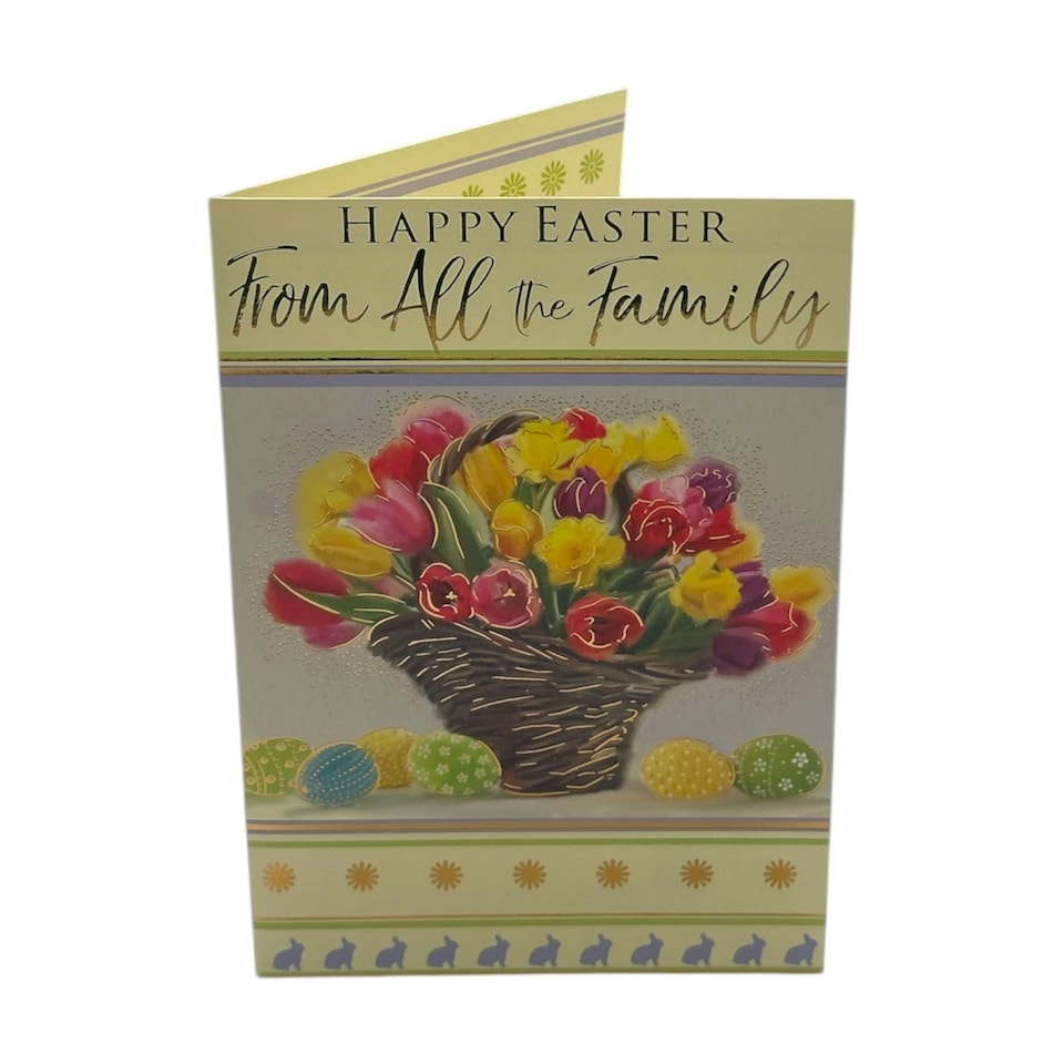 image 1 of From All The Family Bucket of Flowers And Eggs Design Easter Card