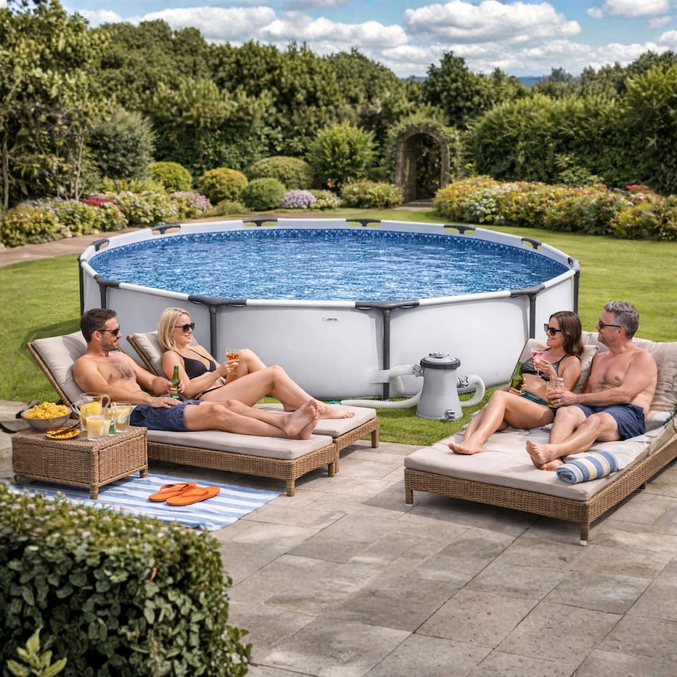 image 1 of Intex Prism Frame Pool With Filter Pump - Grey