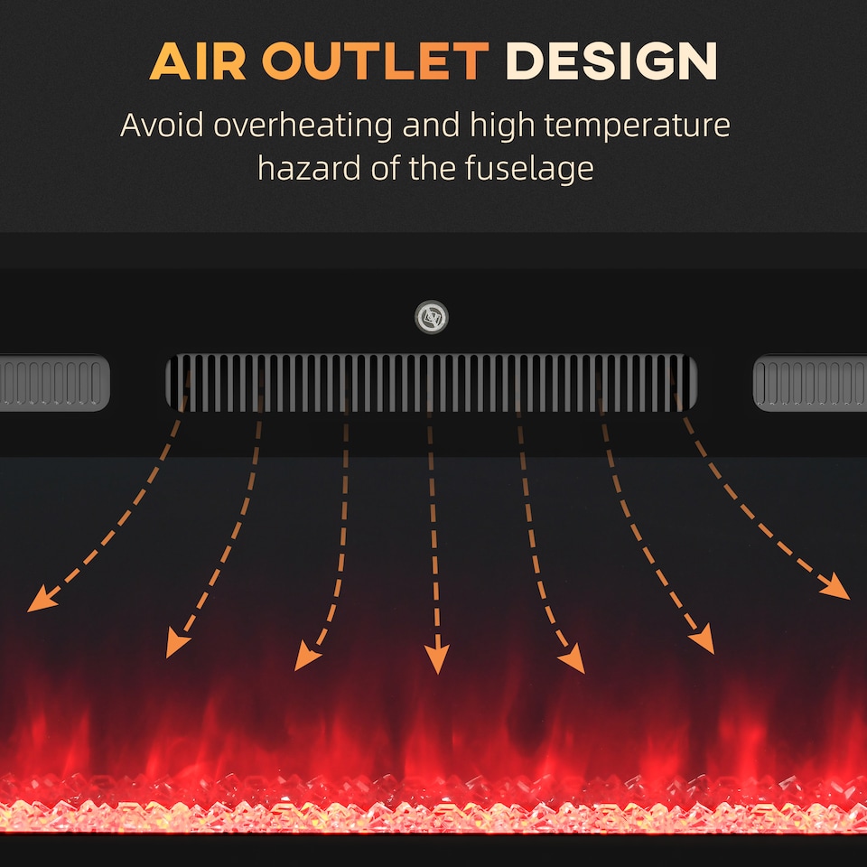 image 1 of HOMCOM 127cm50 Electric Fireplace, 2000W Recessed and Wall Mounted Electric Fire with Remote Control, 9 Flame Colour and Crystal, Black