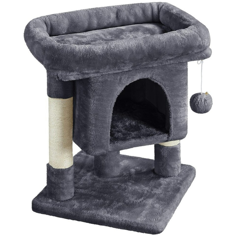 image 1 of Yaheetech 59 cm 2-Level Cat Tree with Condo Dark Grey