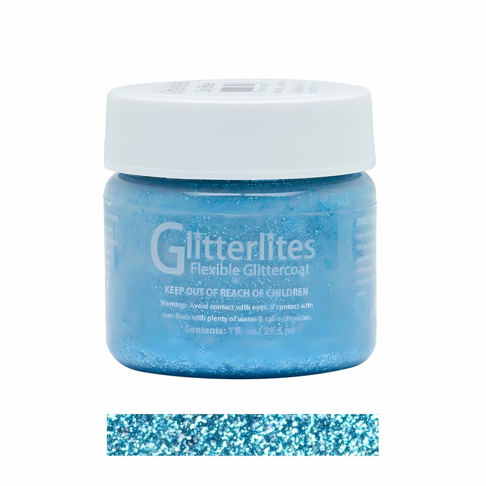 image 1 of Angelus Glitterlites Paint - Sparkling Glitter Effects for Leather 1oz | Blue | Sky Blue