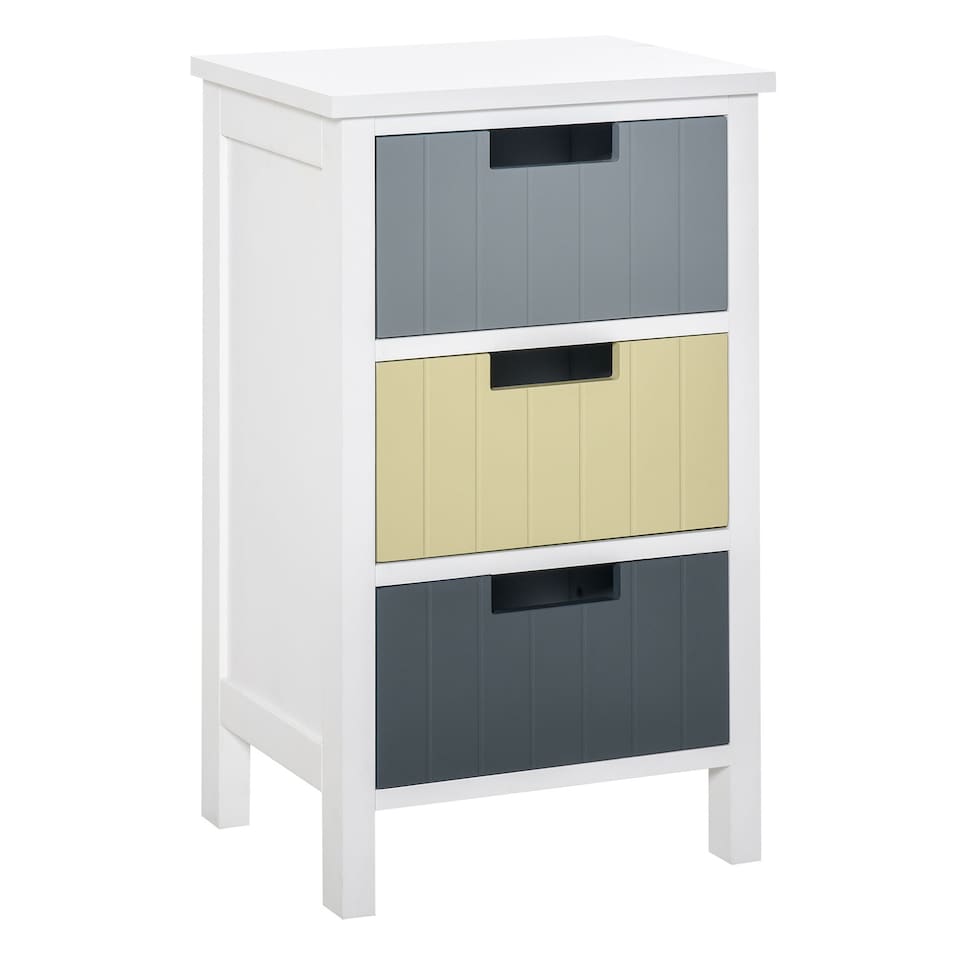 image 1 of HOMCOM 3 Drawer Storage Tower, Dresser Chest with Wood Top, Organiser Unit for Closets Bedroom Nursery Room Hallway