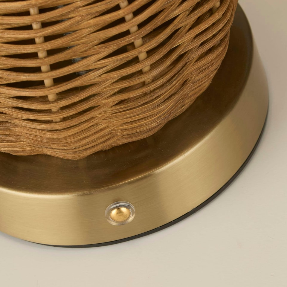 image 1 of RECHARGEABLE RATTAN TABLE LAMP | Brown