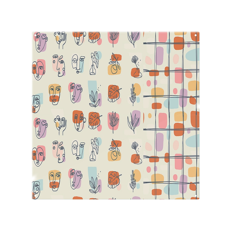 image 1 of Leaves and Flowers, Abstract shapes Designer Splash Back | White