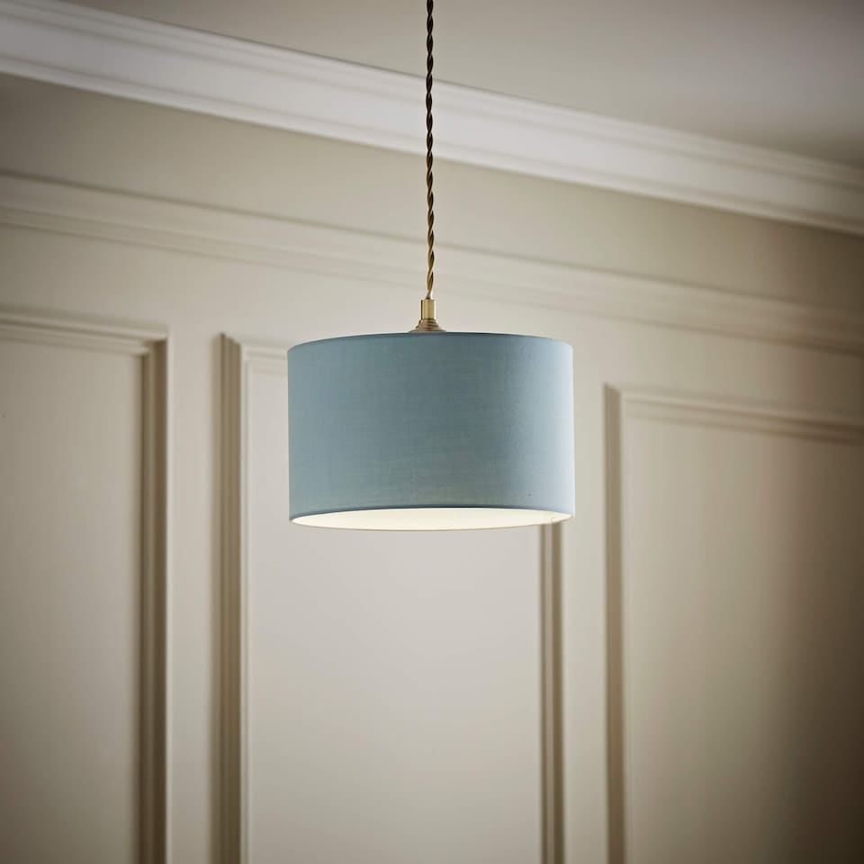 image 1 of ValueLights Reni Duck Egg Blue Fabric Ceiling Lamp Shade & Bulb (D)25cm | Blue