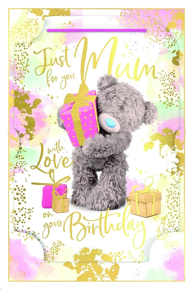 image 1 of Bear Holding Spotty Gift Mum Birthday Card