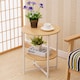 image 3 of Living and Home Small Round Coffee Table with 2 Tier - Natural and White