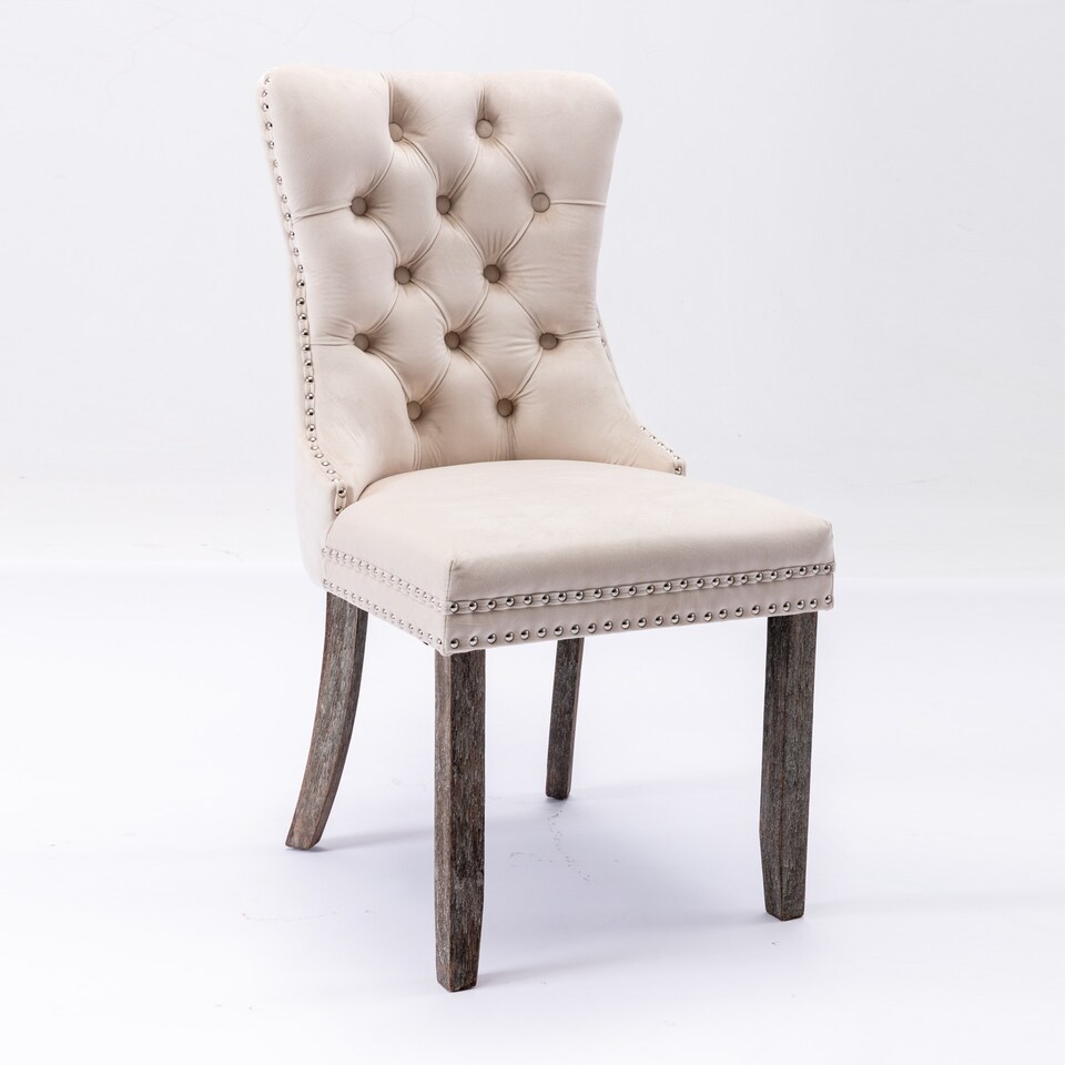 image 1 of Romsey Set of 2 Modern Velvet Dining Chairs with Knocker Ring