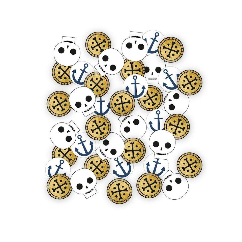 Amscan Treasure Island Paper Confetti - White/Brown/Black - One Size