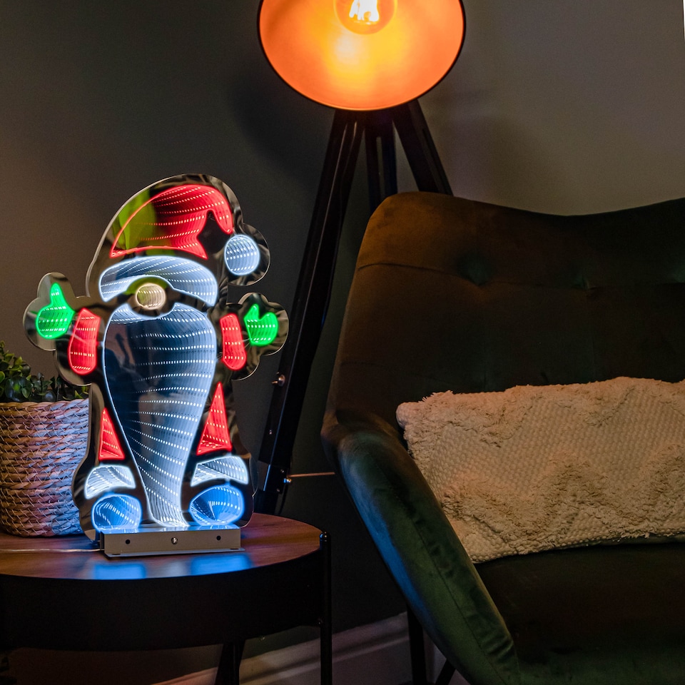 image 1 of 40cm Infinity Christmas Santa with Metal Base and Multi-Coloured LEDs
