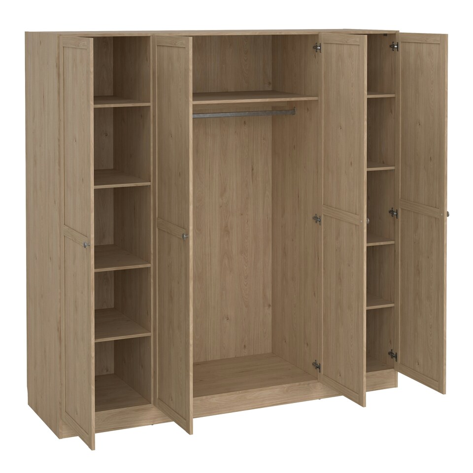 image 1 of Brande Wardrobe with 4 Frame Doors in Jackson Hickory Oak