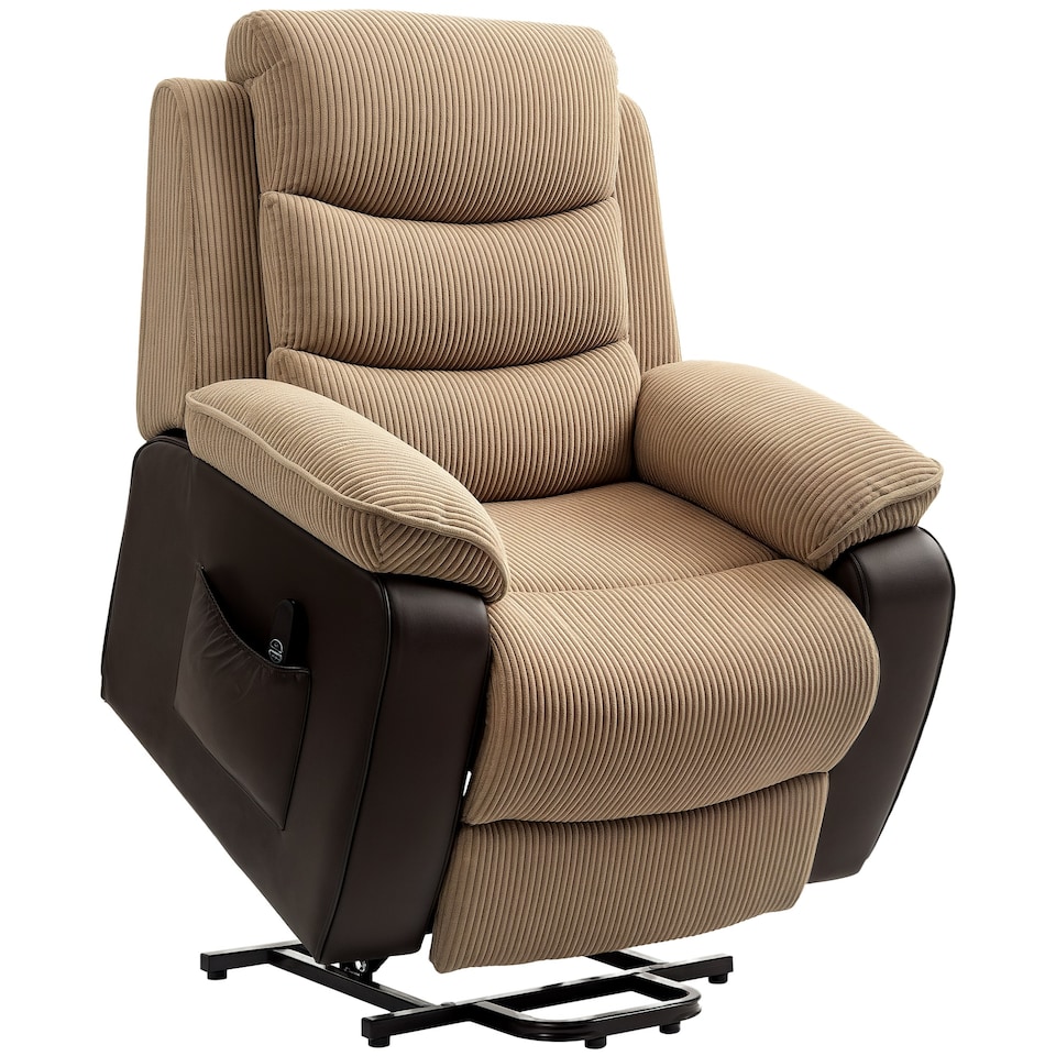 image 1 of HOMCOM Power Lift Riser and Recliner Chair with Remote Control, Brown Brown