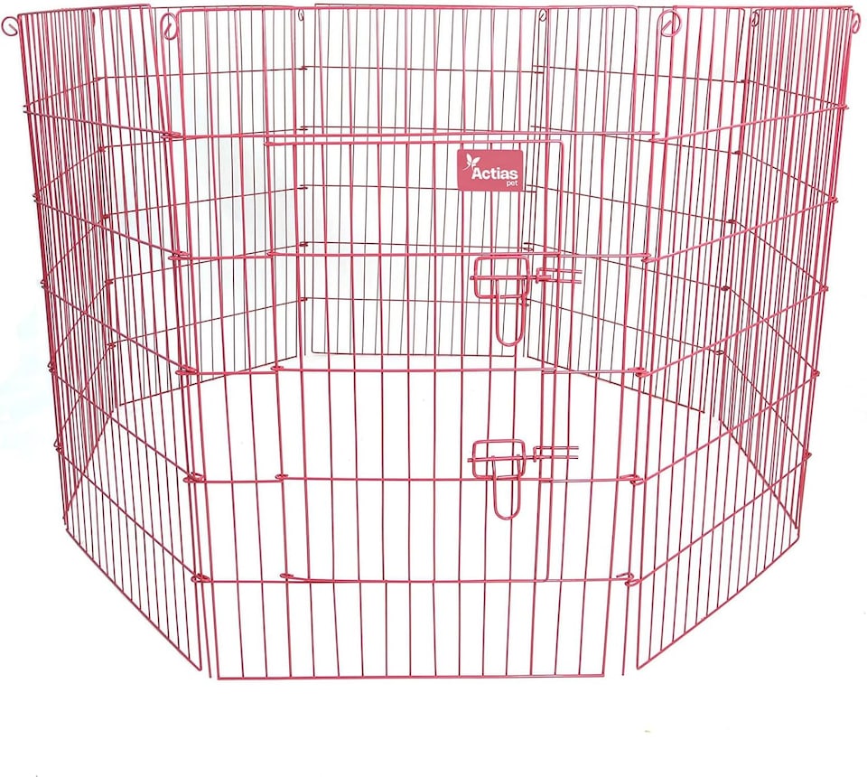image 1 of Actiaspet Pink Metal Drop Pin Play Pen Available in 4 Different Sizes (Pink, Large, 8)