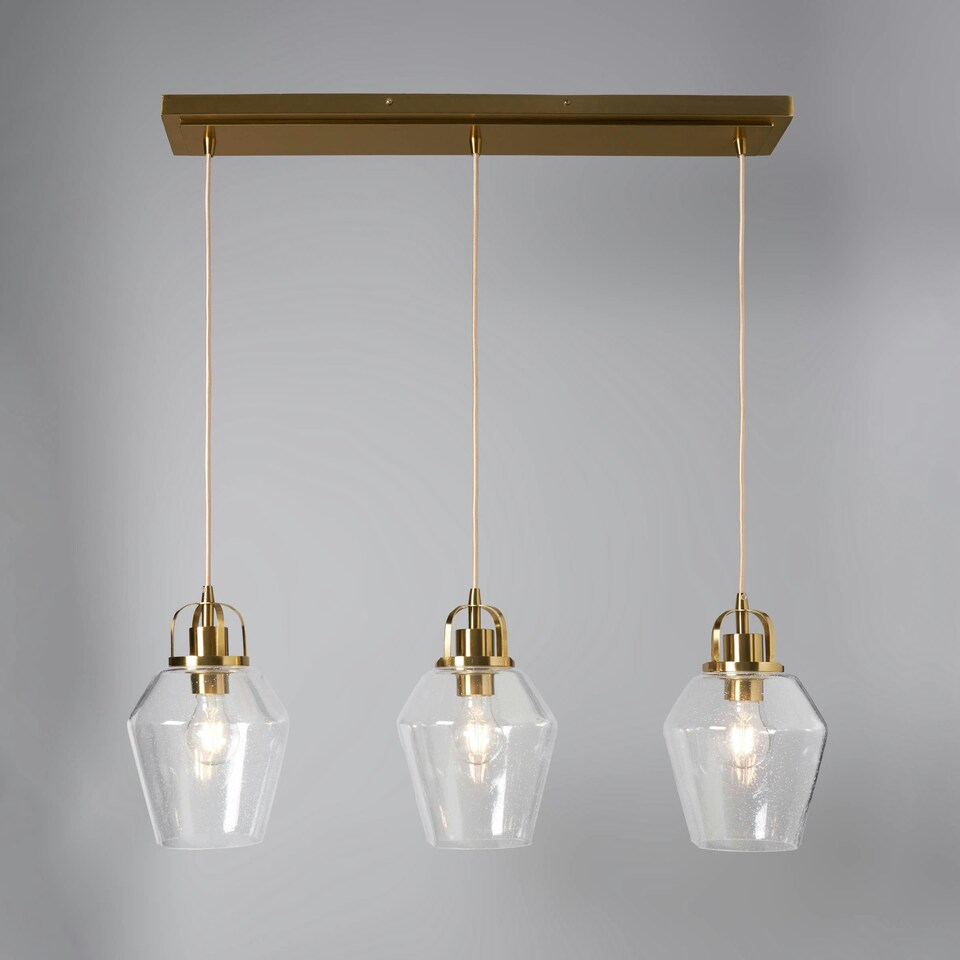 image 1 of BHS Saskia Bubble Glass Diner Pendant Bar, Satin Brass