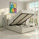 image 3 of Daresbury Winged Headboard Fabric Upholstered Ottoman Storage Bed Frame | Cream | Natural | Double