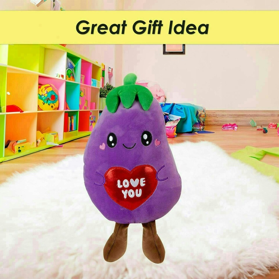 image 1 of Aubergine Soft Toy Cute Plushie Huggable Cuddly Stuffed Toy 20cm Purple