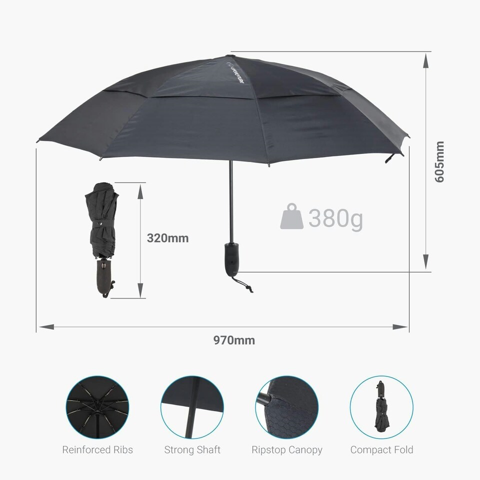 image 1 of Lifeventure Medium Trek Umbrella Black