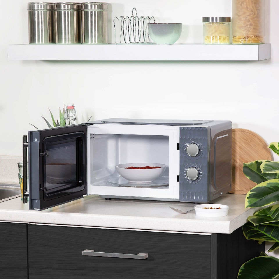 image 1 of Russell Hobbs Honeycomb Bundle Set with Kettle, 4 Slice Toaster, and Microwave Grey HCBNDL4G