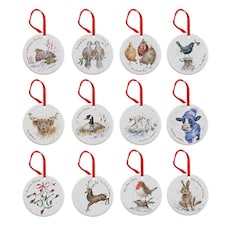Wrendale Designs '12 Days of Christmas' Ceramic Christmas Decorations