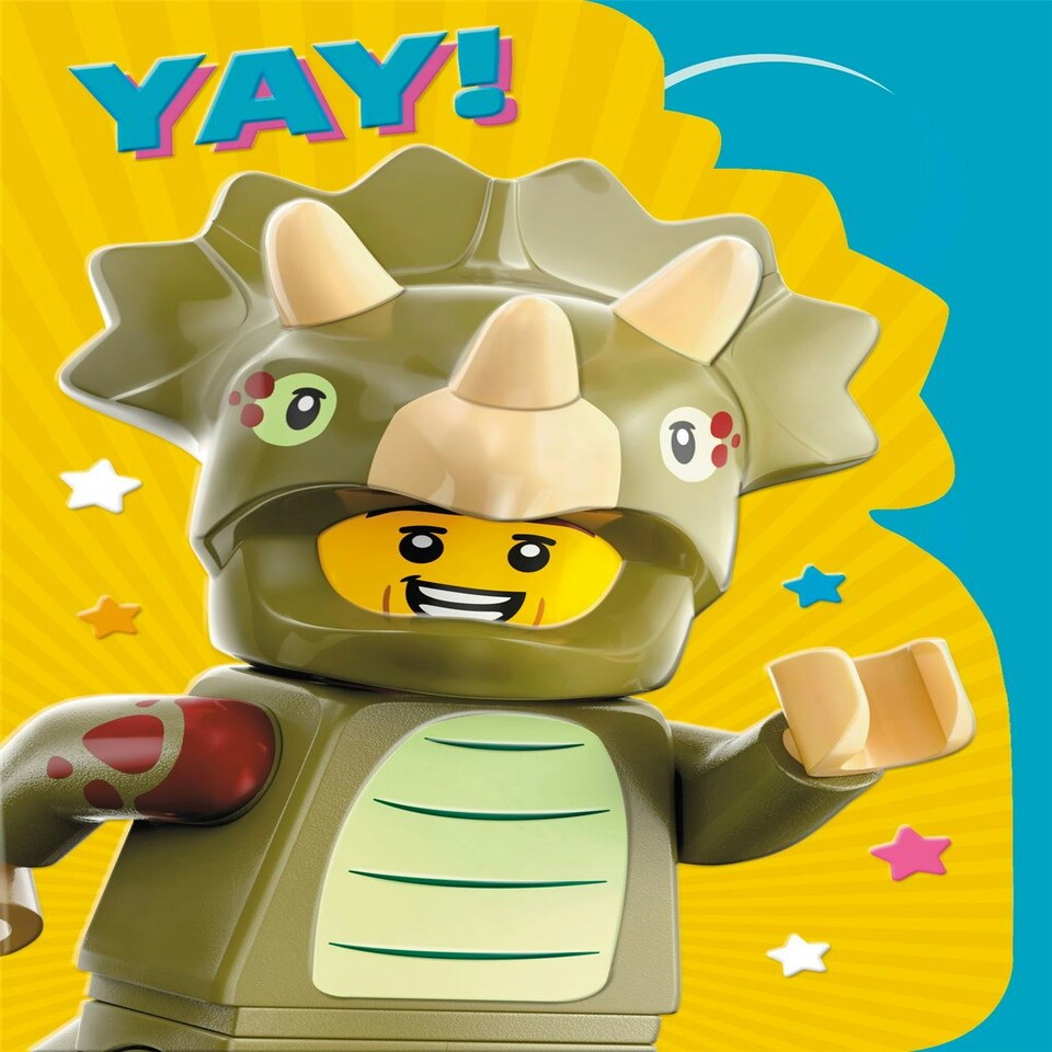 image 1 of Yellow LEGO Dinosaur Kids Birthday Card