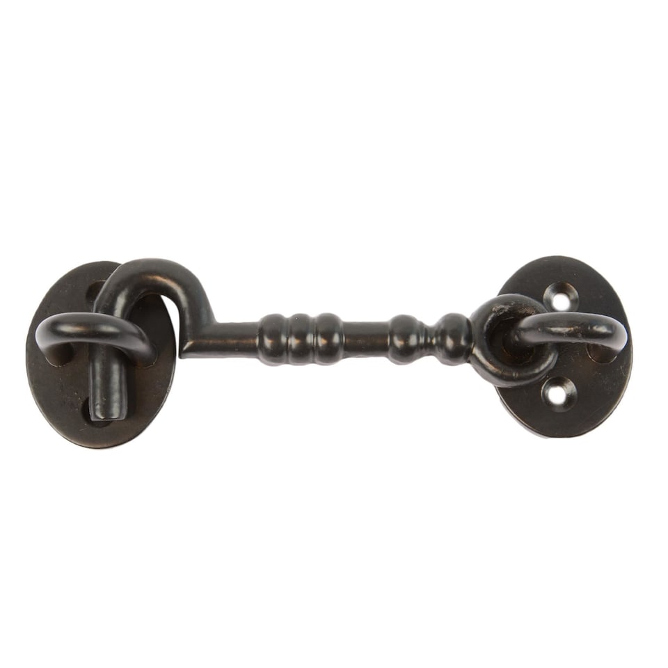 image 1 of Hammer & Tongs Ornate Cabin Hook and Eye - W125mm - Black