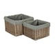 image 1 of Set of 2 Square Antique Wash Grey Lined Storage Basket | Grey | Grey | Not provided