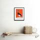 image 2 of Crowned Crane Orange Stripes Modern Bold Animal 9x7" Black Framed Wall Art Print