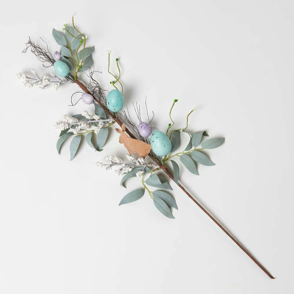 image 1 of Homescapes Easter Bunny and Artificial Foliage Stem
