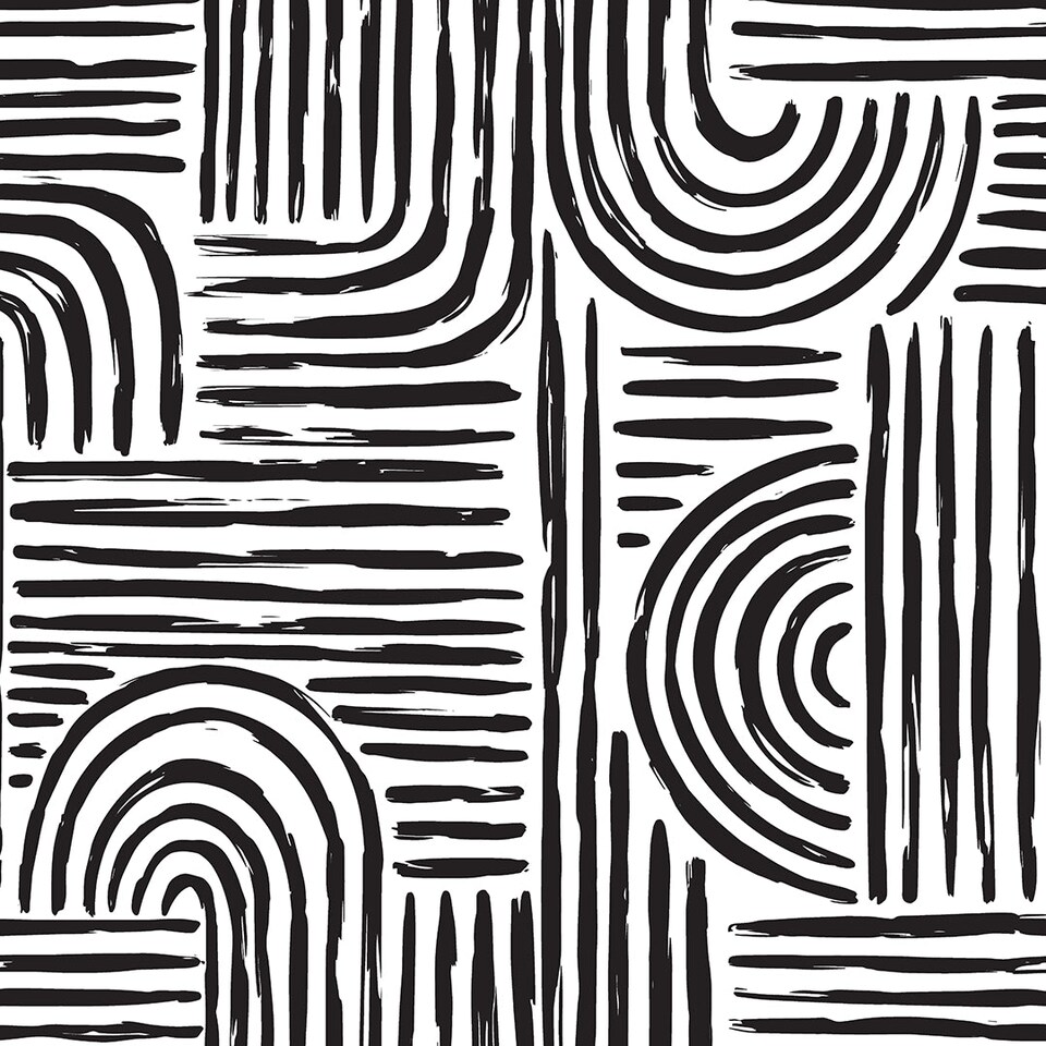 image 1 of Raffia Curves Wallpaper in Charcoal on White | White | Charcoal on White