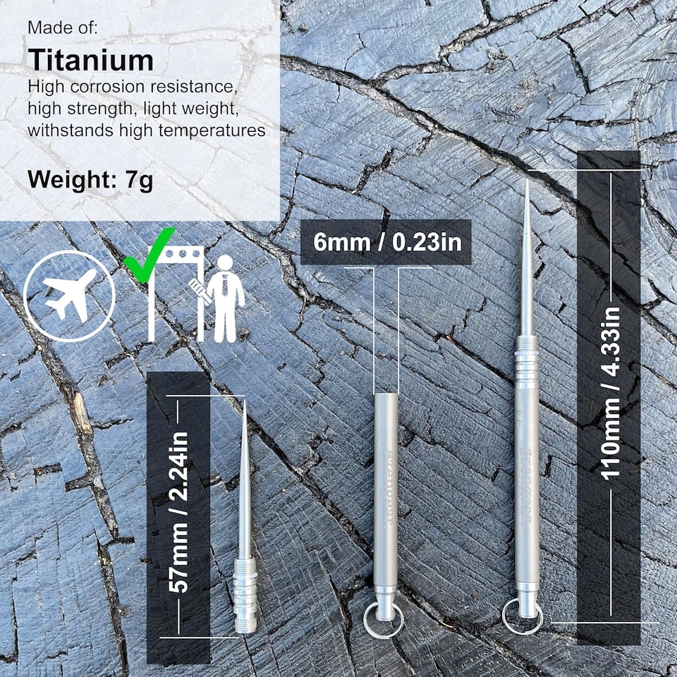 image 1 of aZengear Titanium Toothpick EDC with a Keyring - Portable, Reusable for Travel, Hiking, Camping, Picnics, Gifts