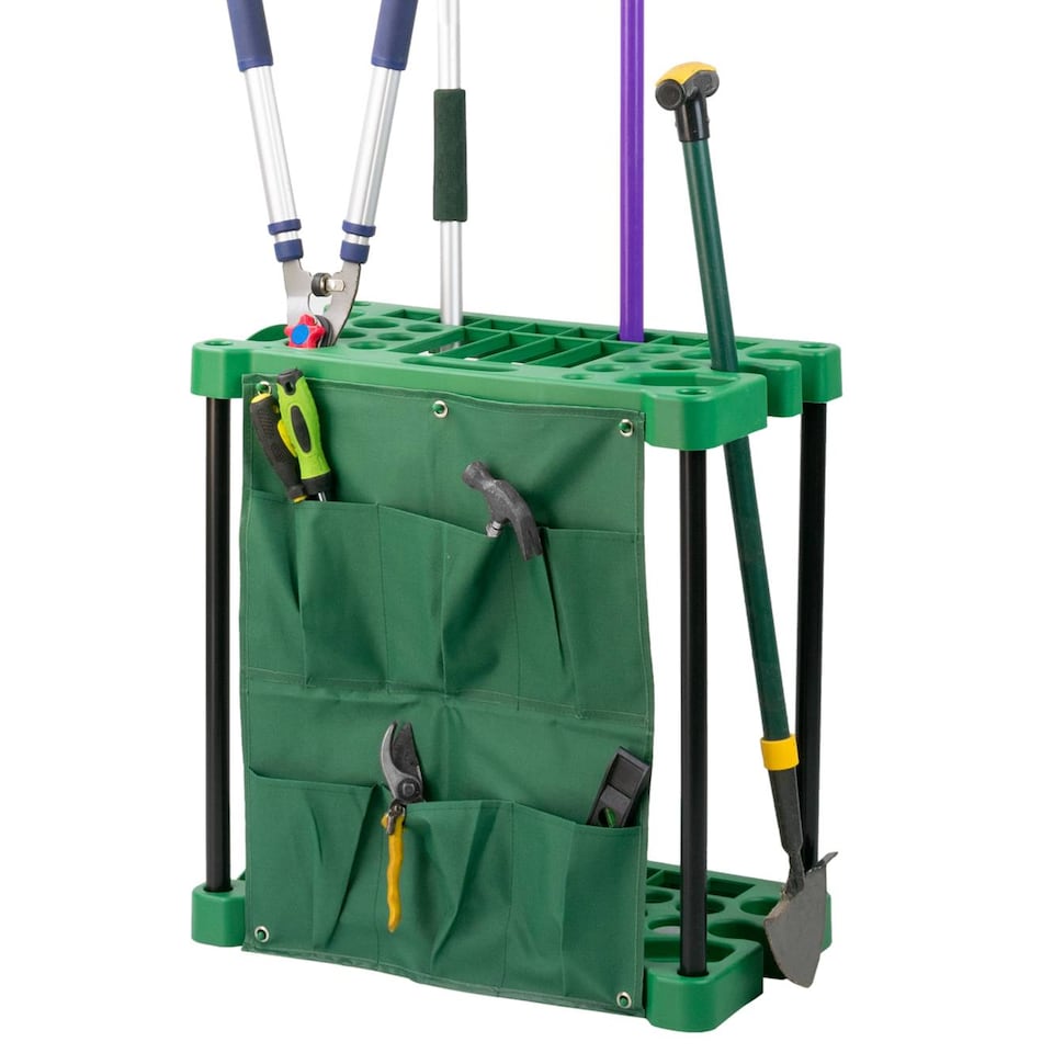 image 1 of KCT Garden Tool Storage Rack Organiser Holder Tidy For Shed Garage Accessories Solutions Freestanding Plastic Trolley Spade Rake