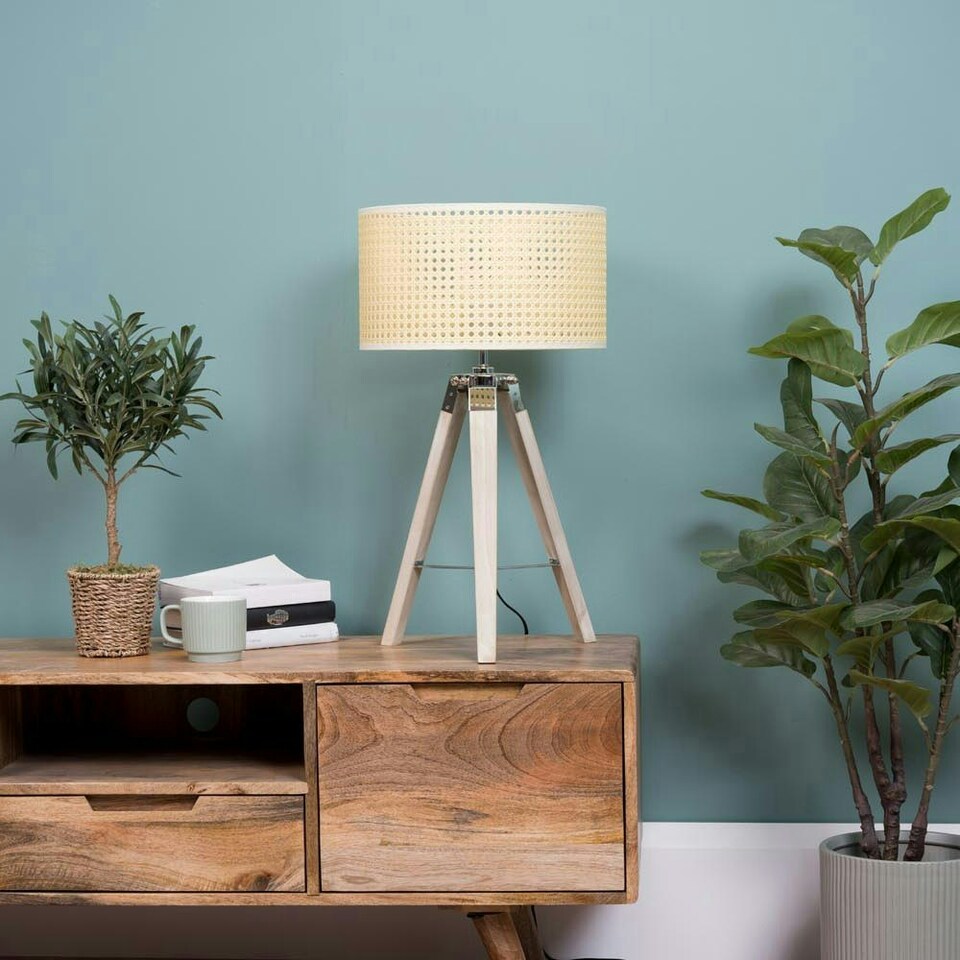 image 1 of ValueLights Clipper Scandi Brown Table Lamp