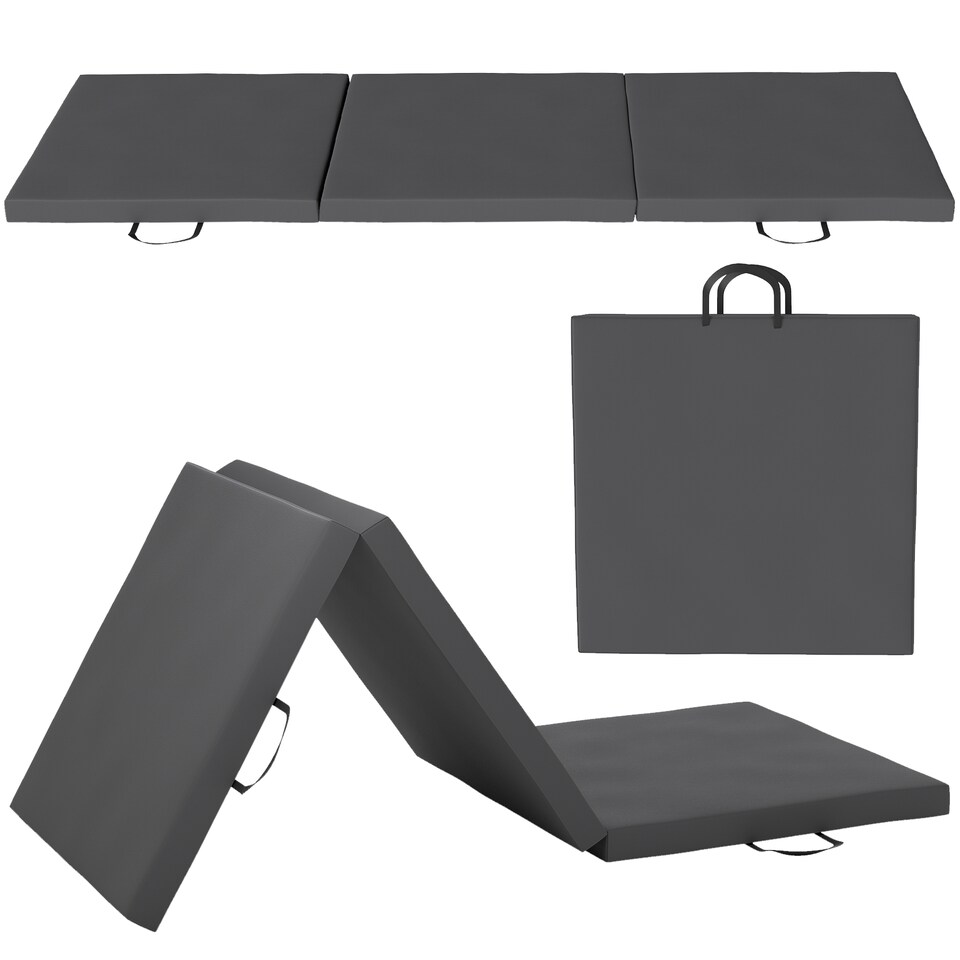 image 1 of HOMCOM 6FT Foldable Gymnastics Mat, Tri-Fold 2" Thick Crash Mat, Grey