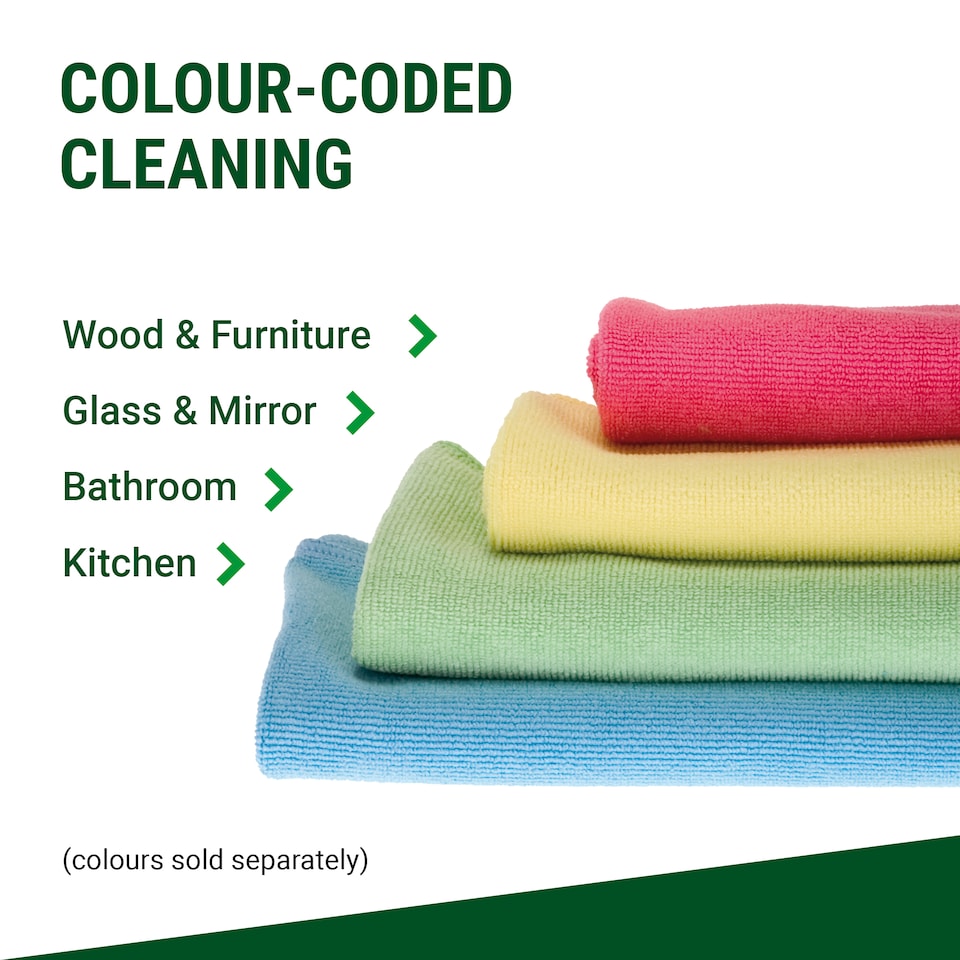 image 1 of Cleaner Cloth Microfibre Cloths 10 Pack Green 40x40cm Washable 200x Kitchen, Bathroom, Car & Window Cleaning by UNGER