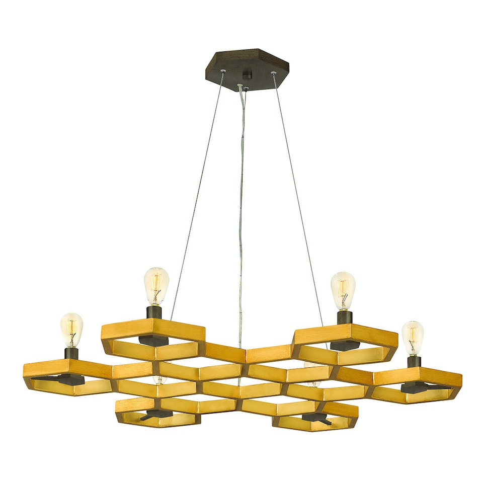 Moxie 6 Light Ceiling Pendant Chandelier Gold, E14