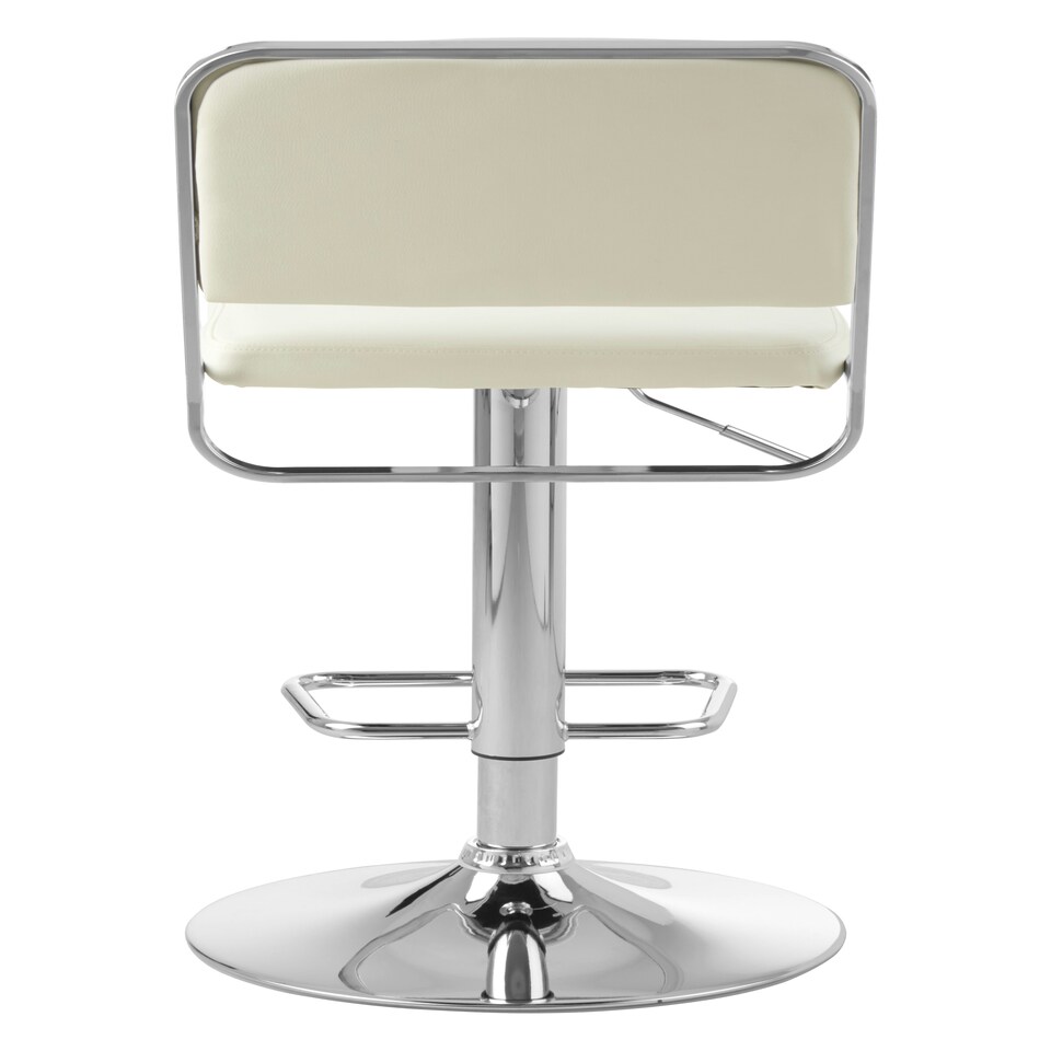 image 1 of Interiors by Premier White Seat And Chrome Base Bar Stool, Adjustable Height Kitchen Bar Stool, Footrest Swivel Barstool