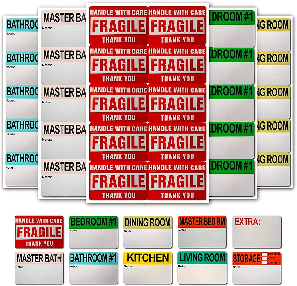 image 1 of 500 Moving Home Box Labels (50 Stickers Each) for Removals from Houses, Flats and Apartments | Multi | 7cm x 5cm
