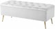 image 3 of 137cm Amara Chesterfield Ottoman Storage Bench - Plush Velvet Shoes Bench - White Upholstery Footstool Storage with Legs