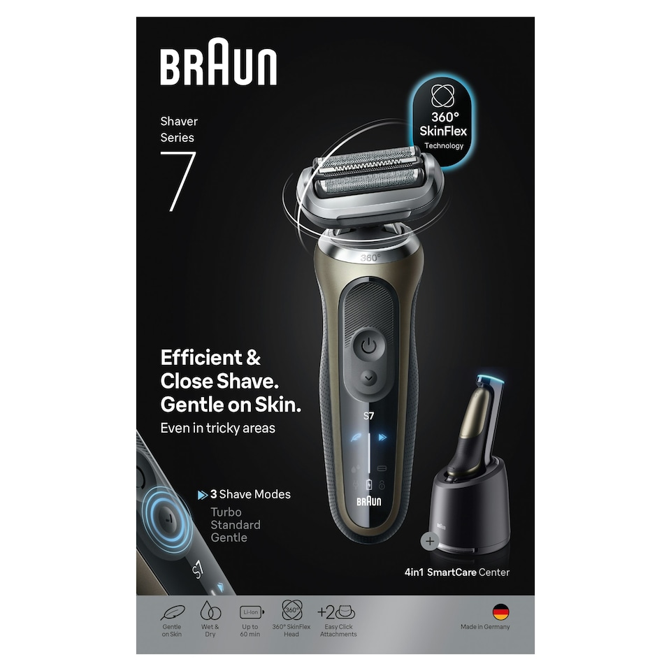 image 1 of Braun Electric Shaver, Series 7, With SmartCare Center, EasyClick Attachments, 72-C7650cc, Gold