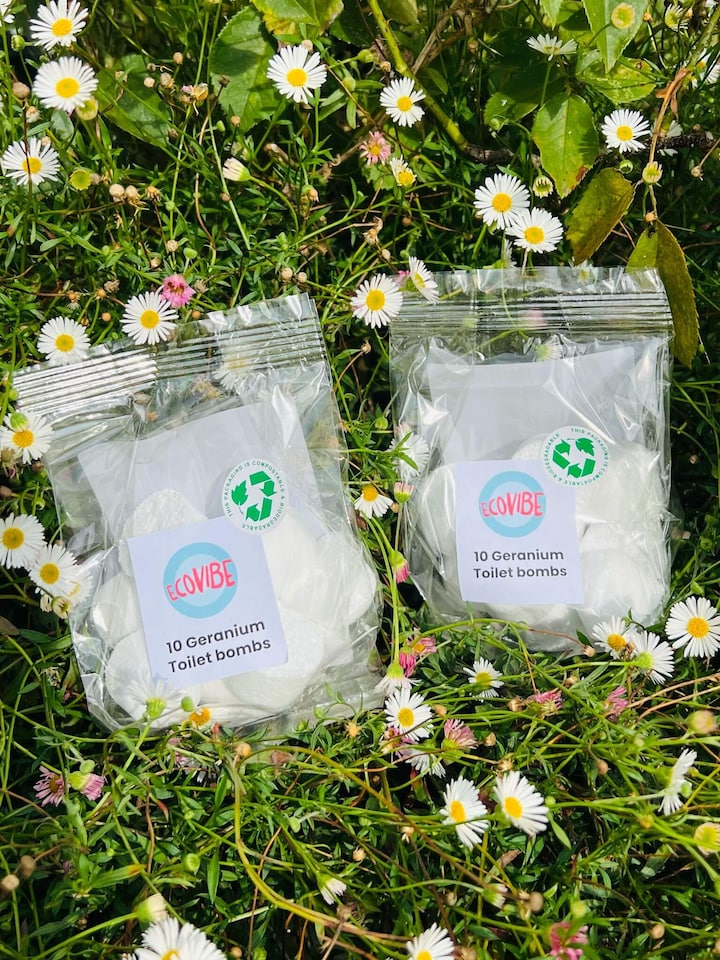 image 1 of EcoVibe Toilet Bomb Cleaners (Geranium)