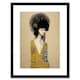 image 1 of Goddess Woman In Gold Black Klimt Style Robe 9x7" Black Framed Wall Art Print