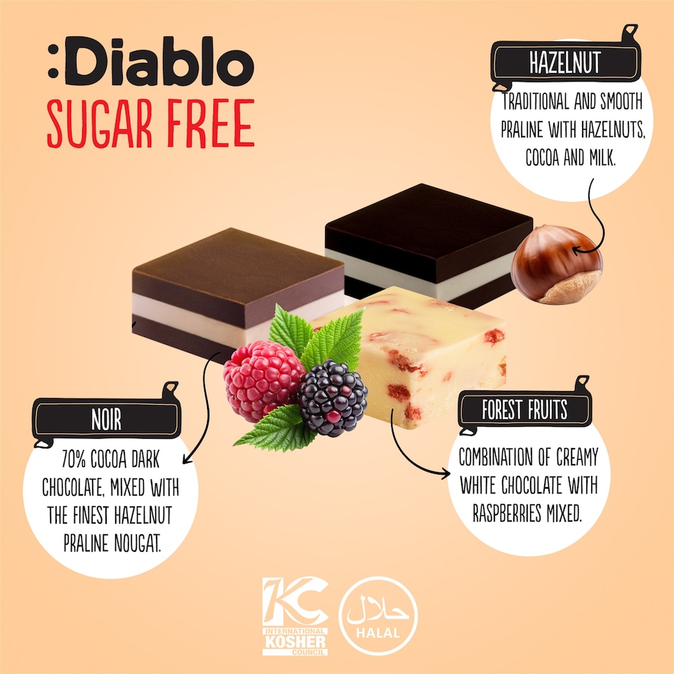 image 1 of Diablo No Added Sugar Chocolate Delights Selection Box 115g
