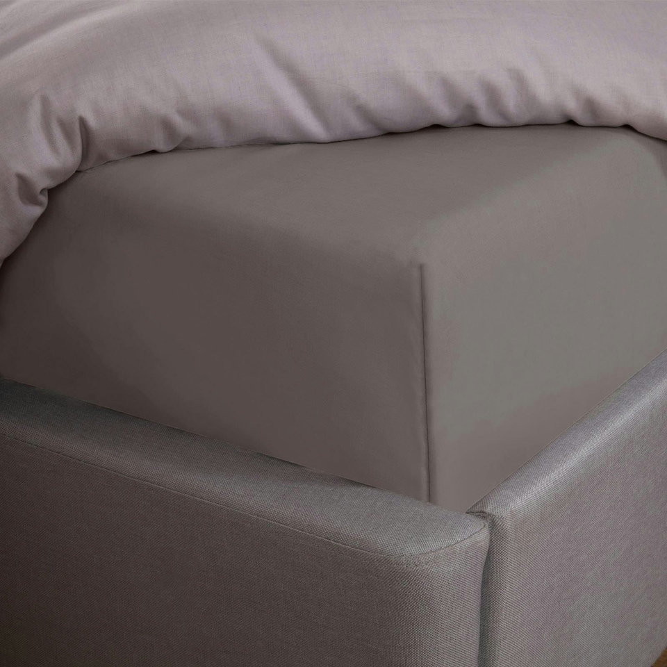 OHS 100% Luxury Plain Dyed 30cm Deep Fitted Bed Sheet, Super King - Grey
