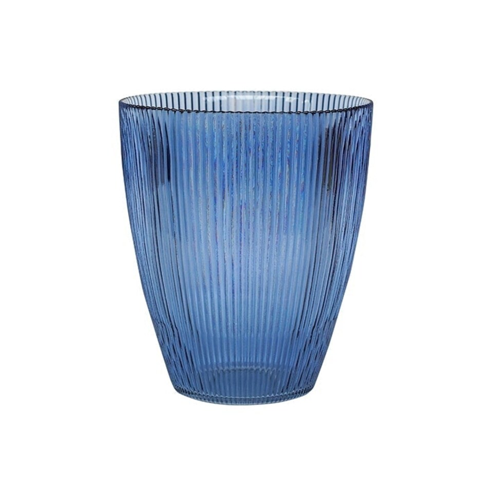 image 1 of Ribbed Tall Vase - Glass - L18 x W18 x H24.5 cm - Navy Blue